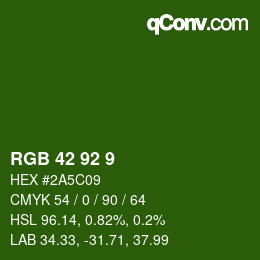 カラーコード: RGB 42 92 9 | qconv.com