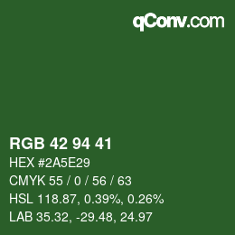 Farbcode: RGB 42 94 41 | qconv.com