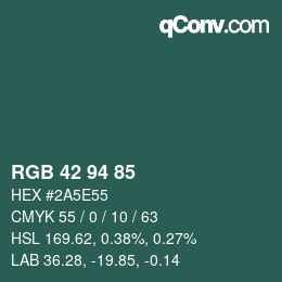 Farbcode: RGB 42 94 85 | qconv.com