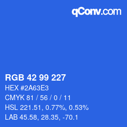 Color code: RGB 42 99 227 | qconv.com