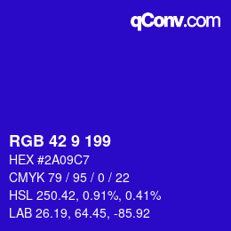 Color code: RGB 42 9 199 | qconv.com