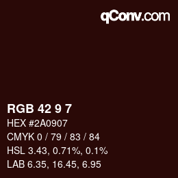 Color code: RGB 42 9 7 | qconv.com