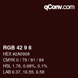カラーコード: RGB 42 9 8 | qconv.com