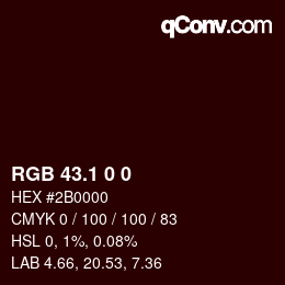 Color code: RGB 43.1 0 0 | qconv.com