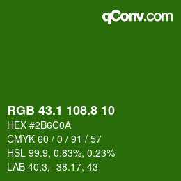 カラーコード: RGB 43.1 108.8 10 | qconv.com