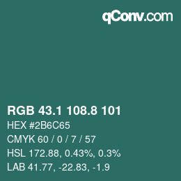 Color code: RGB 43.1 108.8 101 | qconv.com
