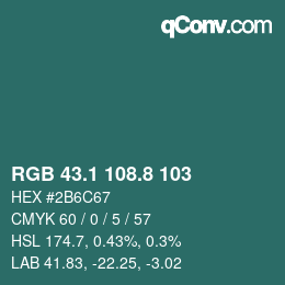 Color code: RGB 43.1 108.8 103 | qconv.com