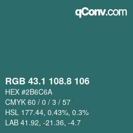 Farbcode: RGB 43.1 108.8 106 | qconv.com