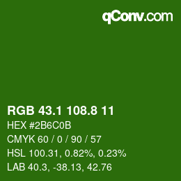 カラーコード: RGB 43.1 108.8 11 | qconv.com
