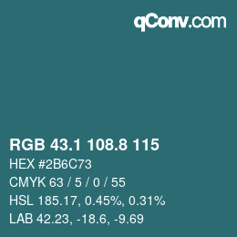 Color code: RGB 43.1 108.8 115 | qconv.com
