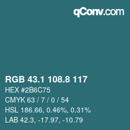 カラーコード: RGB 43.1 108.8 117 | qconv.com