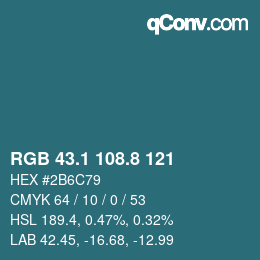 Color code: RGB 43.1 108.8 121 | qconv.com