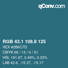 Color code: RGB 43.1 108.8 125 | qconv.com