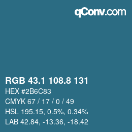 カラーコード: RGB 43.1 108.8 131 | qconv.com
