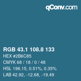 Farbcode: RGB 43.1 108.8 133 | qconv.com