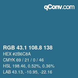 カラーコード: RGB 43.1 108.8 138 | qconv.com