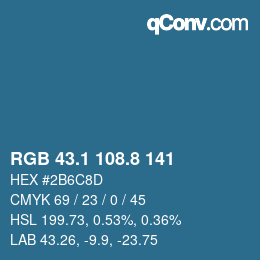 Farbcode: RGB 43.1 108.8 141 | qconv.com