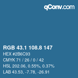 カラーコード: RGB 43.1 108.8 147 | qconv.com
