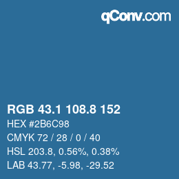 カラーコード: RGB 43.1 108.8 152 | qconv.com