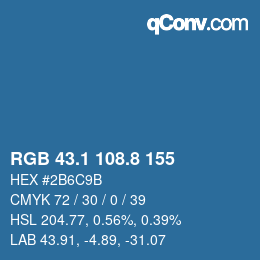 カラーコード: RGB 43.1 108.8 155 | qconv.com