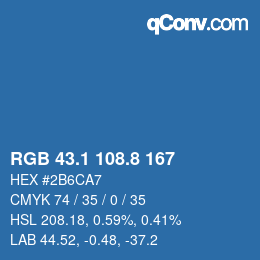 カラーコード: RGB 43.1 108.8 167 | qconv.com