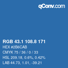 カラーコード: RGB 43.1 108.8 171 | qconv.com