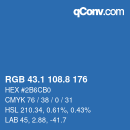 カラーコード: RGB 43.1 108.8 176 | qconv.com