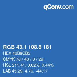 カラーコード: RGB 43.1 108.8 181 | qconv.com