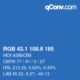 Color code: RGB 43.1 108.8 185 | qconv.com