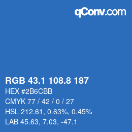 Farbcode: RGB 43.1 108.8 187 | qconv.com