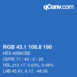 カラーコード: RGB 43.1 108.8 190 | qconv.com