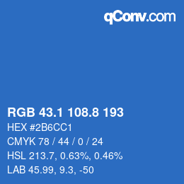 Color code: RGB 43.1 108.8 193 | qconv.com