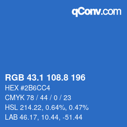 Farbcode: RGB 43.1 108.8 196 | qconv.com