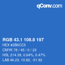 カラーコード: RGB 43.1 108.8 197 | qconv.com