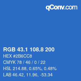 カラーコード: RGB 43.1 108.8 200 | qconv.com