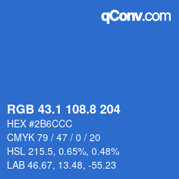 Color code: RGB 43.1 108.8 204 | qconv.com