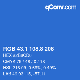 Color code: RGB 43.1 108.8 208 | qconv.com