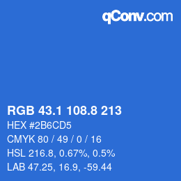 Color code: RGB 43.1 108.8 213 | qconv.com