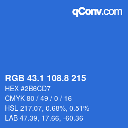 カラーコード: RGB 43.1 108.8 215 | qconv.com
