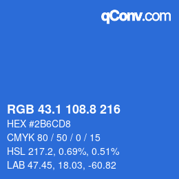 カラーコード: RGB 43.1 108.8 216 | qconv.com