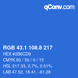 Color code: RGB 43.1 108.8 217 | qconv.com