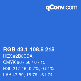カラーコード: RGB 43.1 108.8 218 | qconv.com