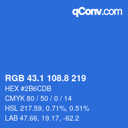 カラーコード: RGB 43.1 108.8 219 | qconv.com