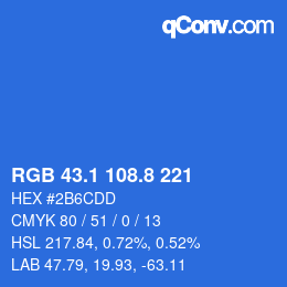 カラーコード: RGB 43.1 108.8 221 | qconv.com