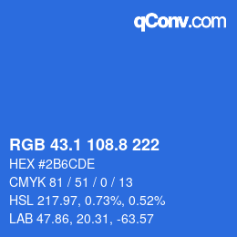 Color code: RGB 43.1 108.8 222 | qconv.com