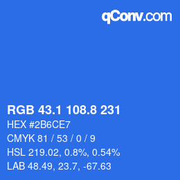 カラーコード: RGB 43.1 108.8 231 | qconv.com