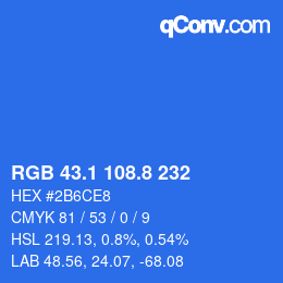 Color code: RGB 43.1 108.8 232 | qconv.com