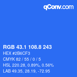カラーコード: RGB 43.1 108.8 243 | qconv.com