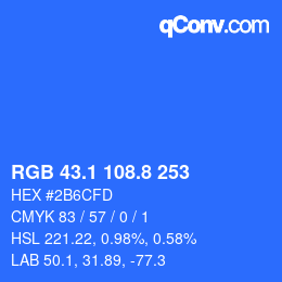 カラーコード: RGB 43.1 108.8 253 | qconv.com