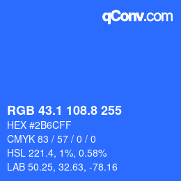 カラーコード: RGB 43.1 108.8 255 | qconv.com